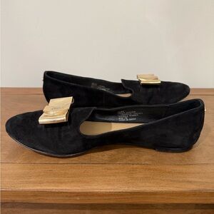 Kate Spade Silina Suede Gold Bow Loafers Size 7